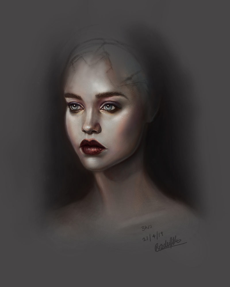 Female face sketch study