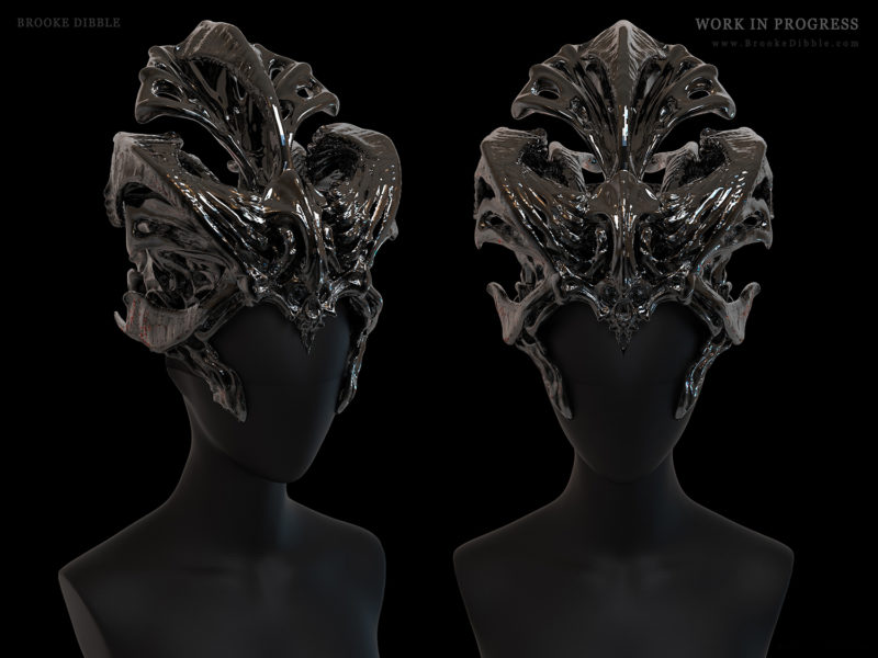 Work-in-progress digital sculpts for alien queen costume project