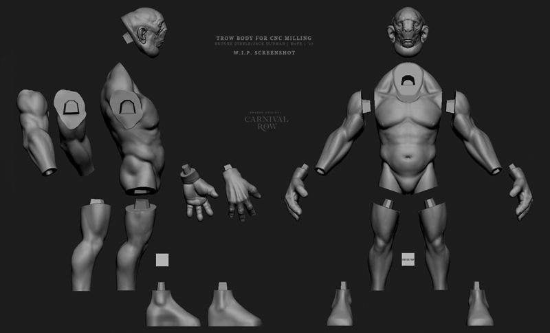 2017 | Carnival Row | Concept Art - MuFX dept. | Trow suit 3D model for CNC