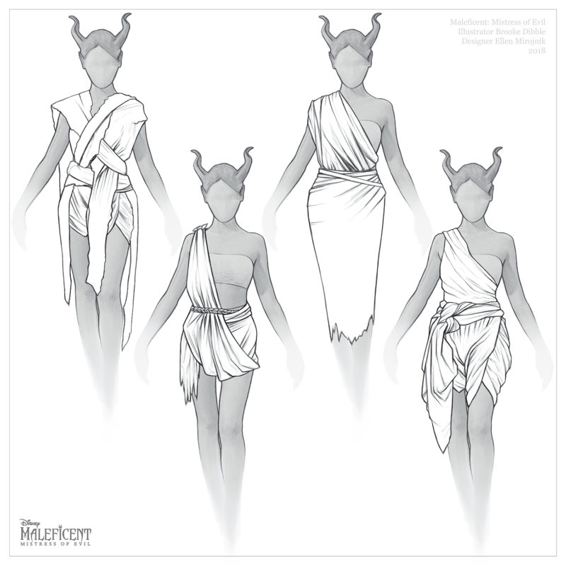 2018 | Maleficent: Mistress of Evil | Dark Fey possible costume outlines | Costume Illustrations for designer Ellen Mirojnik