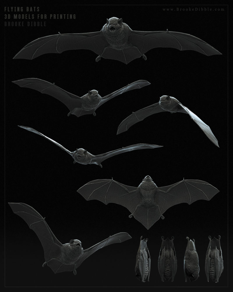 Flyings bats | 2016 | Digital sculpts for 3D printing for a client